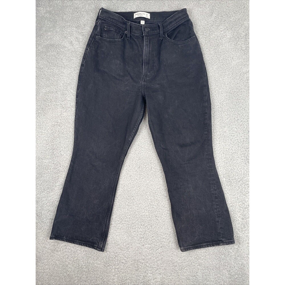 Abercrombie & Fitch Jeans Women 28 6 Short Black The Kick Flare Ultra High Rise